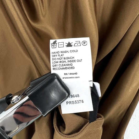 ENZA COSTA Dress Womens Medium Fatigue Satin Bias Slip Maxi Spaghetti Strap NWOT - Picture 11 of 15